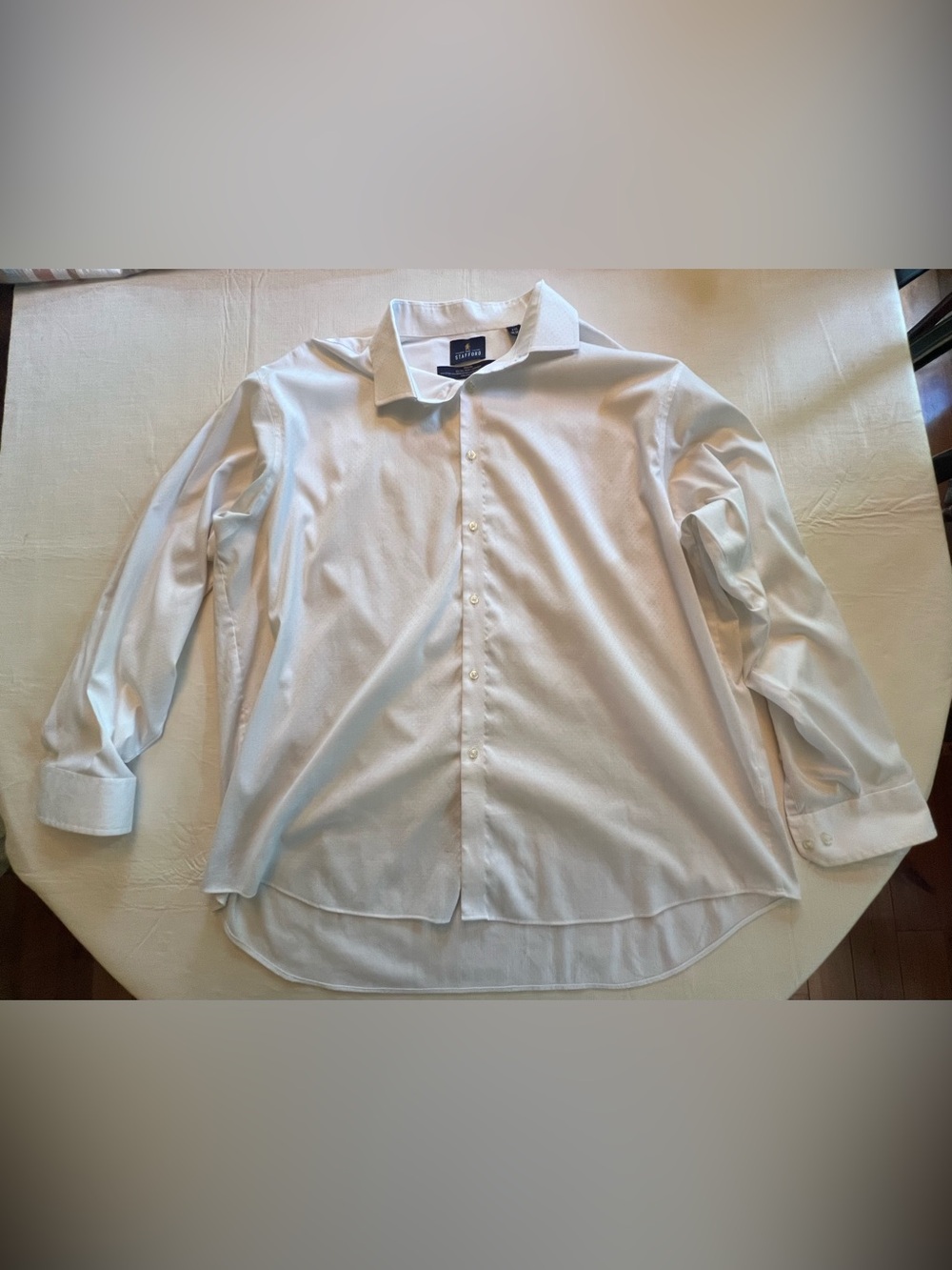Stafford Menโs White All Temp Comfort Button Up Long Sleeve Shirt XXL